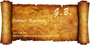 Geher Baracs névjegykártya